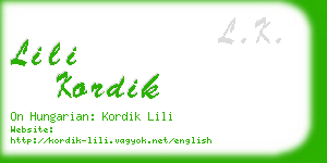 lili kordik business card